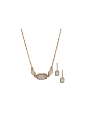 Ensembles de bijoux Anne Klein Mother of Pearl Necklace and Earring Set in Pouch   | AJD-1043547